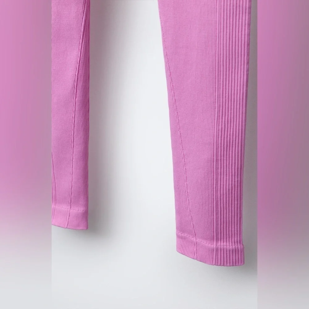 Zara Ski Collection Seamless Leggings NWT Girls Pink Ribbed Size 12 - 14 Large